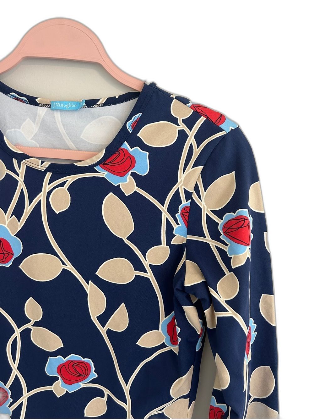 J.McLaughlin Catalina Cloth Floral 3/4 Sleeve Top Size S Preppy Resort
